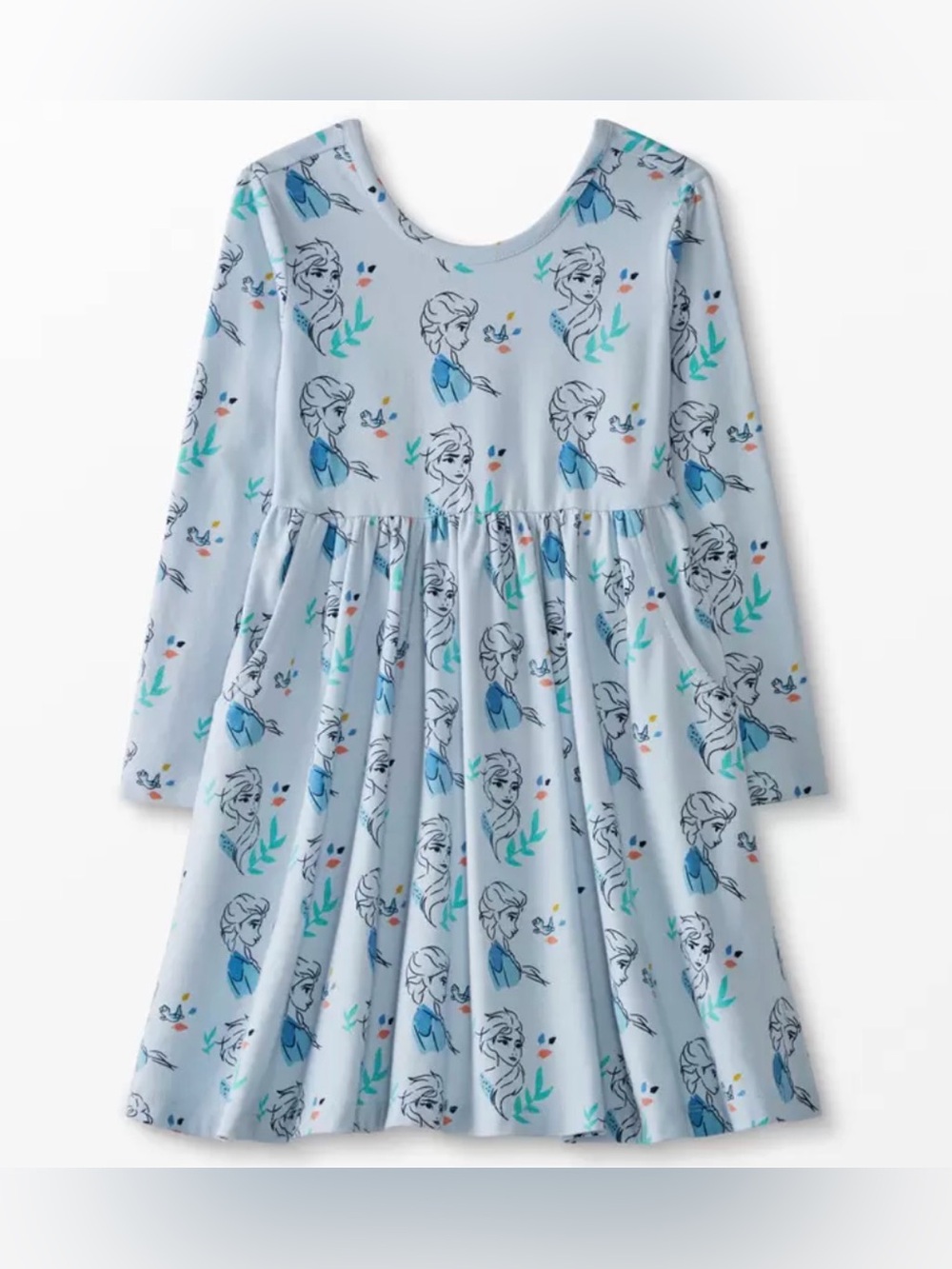 HANNA ANDERSSON x Disney Frozen II Elsa Elbow Skater Dress with Pockets - 6-7Y